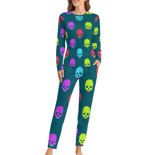 Pyjama femme crâne jaune violet pour vos soirées cocooning et nuits douces