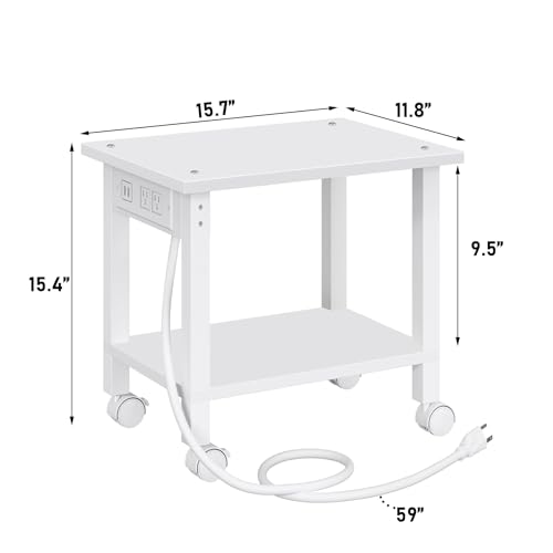 image for TUTOTAK 2 Tier Printer Stand, Rolling Printer Cart with Power Outlets 