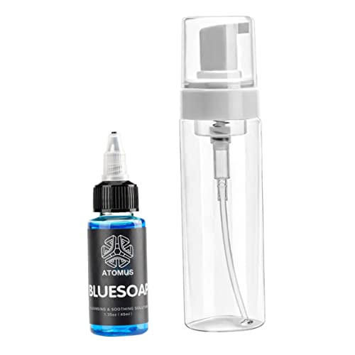 Jabón azul de tatuaje neutral de 40 ml de lavado de tatuaje jabón de limpieza con 200 ml de botella vacía de tatuaje de tatuaje posterior