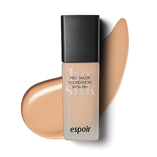 ESPOIR Pro Tailor Foundation Be Silk SPF34 PA++ 30ml #8 Tan | Long Lasting Silky-Smooth Makeup with Excellent Cover | Korean Skincare