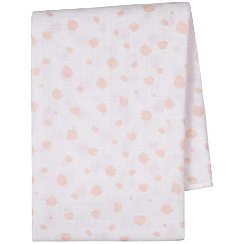 Tissu à langer premium pour bébé 120x120cm, moelleux, 100% coton bio, certifié OEKO-TEX, thermoactif, idéal en tant que couverture à langer, tissu moltonné par emma & noah (Points Pêche)