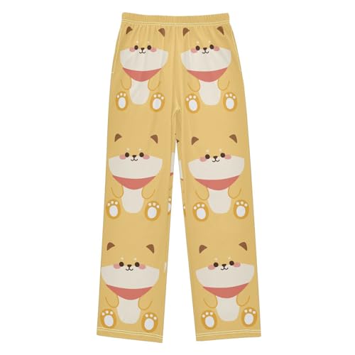 Boys' Pants Yellow Dog Japanese Pet Long Bottoms Jogger Pants Elastic Waist Trousers with Pockets S-XL