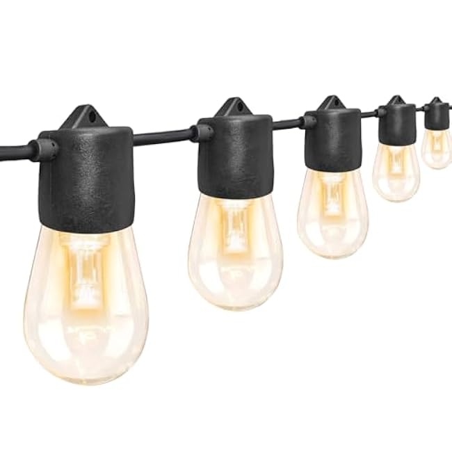 GANA 12V Low Voltage & Safe LED Outdoor String Lights,48FT 15 Shatterproof Bulbs, 2200K Warm White Pergola Lights for Your House's, Garden, Fence, Porch,Balcony,and Bistro