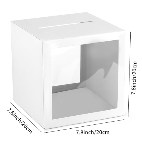 Image of Hxezoc White Card Box with Slot 7.9 inch Wedding Favors Card Box Receiving Money Envelope Holder for Reception, Wedding, Baby Showers, Retirement, Anniversary, Birthday Party, Graduation Decorations