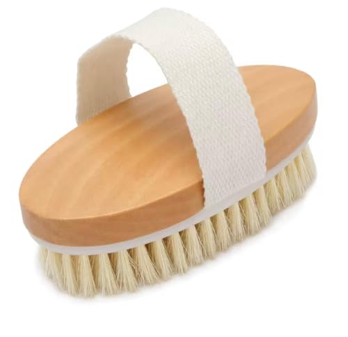 Spazzola Corpo a Secco con Setole Naturali – Dry Brushing Anticellulite, Esfoliante Corpo, Stimola Circolazione e Drenaggio Linfatico, Rimuove Pelle Morta