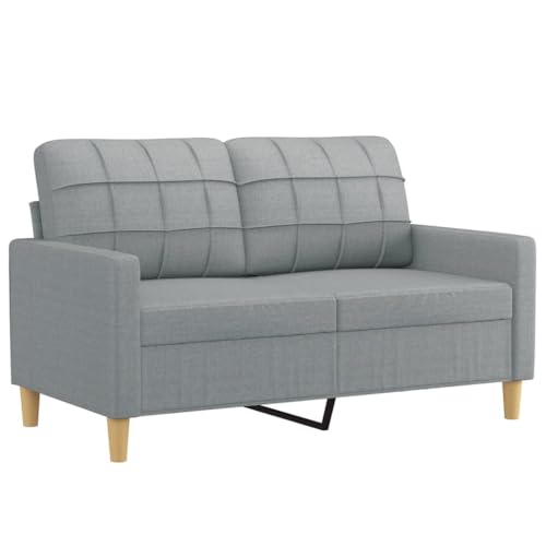 vidaXL Sofagarnitur 3-TLG., Sessel Couch mit Kissen, Sofa Wohnzimmersofa mit Armlehnen, Couchgarnitur Designsofa Sitzmöbel Polstermöbel, Hellgrau Stoff – Bild 5