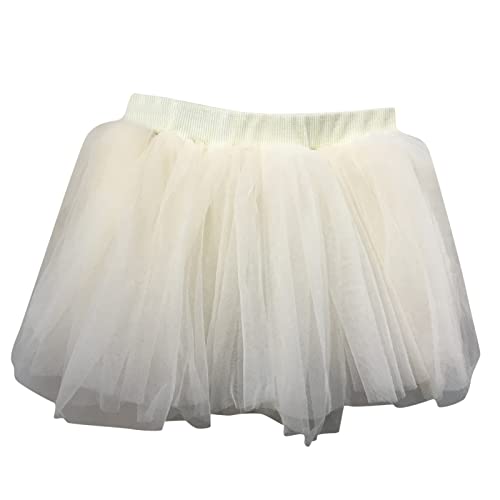 Girls Layered Tutu Tulle Skirt Baby Toddler Girls Elastic Waist Tutu Skirts Princess Skirt Carnival (Beige, 6-12 Months)