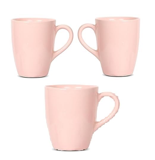 Image of Qimac Plus Premium Ceramic Coffee Tea Cups Mugs Best Gift for Family Pink Colour (300 ML, Microwave Safe, Dishwasher Safe) (3)