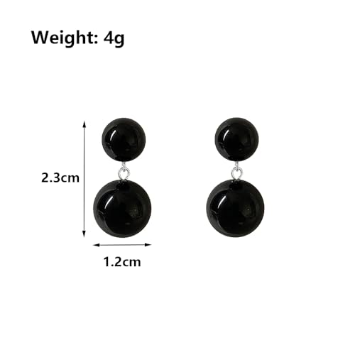 Double Pearl Dangle Drop Earrings for Women Lover,Fashion Double Ball Beads Dangling Earrings Statement Earrings Anniversary Jewelry Gifts2