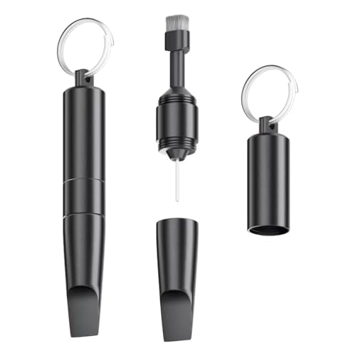 Image of Tobo 3 in 1 Multi-Functional Key Chain Package Opener Cleaning Brush SIM Card Removal Tool Multitool for Package Opening Device Cleaning and Phone Card Removal Tool Using Robust (Black)