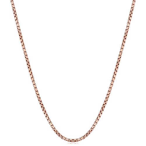 Kooljewelry Rose Gold Plated Sterling Silver 1 mm Round Box Chain Necklace (16 inch)