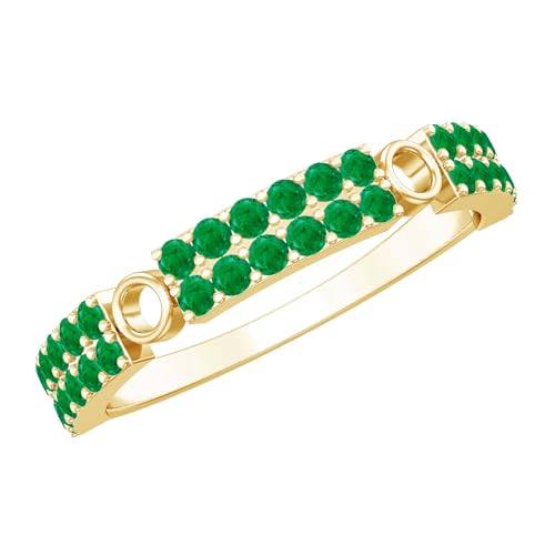 Natural Emerald Wedding Anniversary Ring | AAA Quality | Eternity Wedding Band for Women - With Jewelry Box