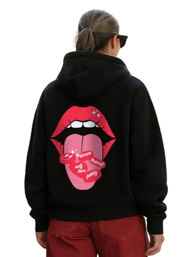 Image of JUNEBERRY Cotton Fleece Regular Fit Hooded Sweatshirt Lastest Back Graphic Printed Winter Hoodies for Women (Available in Colors: Black, SOYA Bean, Orange, Marshmellow, White & Lilac)