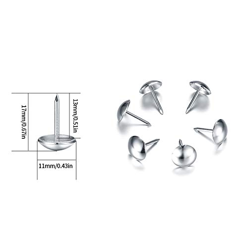 320 Stück Polsternägel, Polster Reißzwecken, Möbel Nägel Vintage für Sessel, Möbel, Bett, Dekornagel - 11x17 mm (Silber)