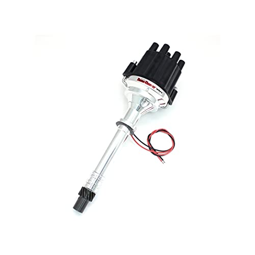 Image of PerTronix Flame-Thrower Marine Billet Electronic Ignition Distributor with Ignitor II - Reverse Rotation Plug & Play Distributor for Chevrolet Small Block /Big Block Engines, Black Female Cap - D209800