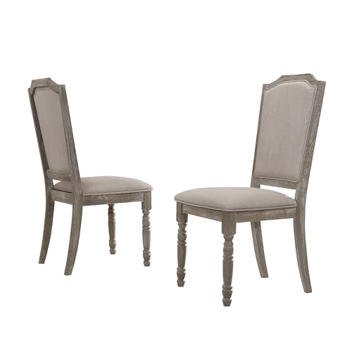 Image of Roundhill Furniture Ferran Wood Pedestal Dining Chair, Reclaimed Gray