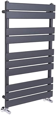 NRG Bathroom Flat Panel Heated Towel Rail Radiator Modern Central Heating Warmer Wall Mounted Ladder Rad 650×400mm Black
