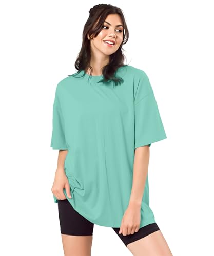 Image of SHODOX Women's Cotton Blend Oversized Drop Shoulder Solid T-Shirt(Pack of 1)