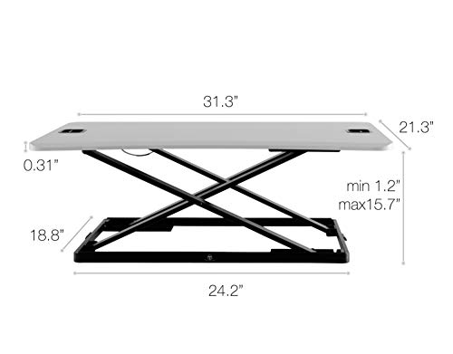 TechOrbits Height Adjustable Single Level Standing Desk - 31" Wide Sit to Stand Desk Converter Fully Assembled Standing Workstation Riser White