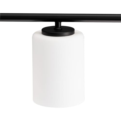 Image of Replay Collection 4-Light Etched Glass Modern Bath Vanity Light Textured Black