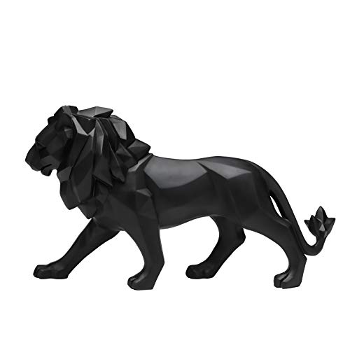 Vinbcorw Statue Lion Origami Statue Resine Decoration Statue Interieur Lion Deco Noir/Blanc Animaux en Resine Lion Statuette Decoration Design,Noir Cover