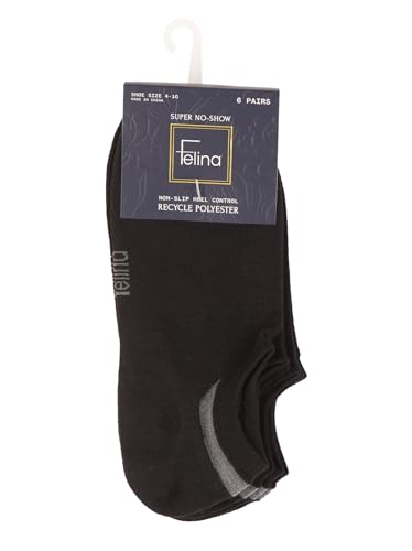 Felina Super No-Show Socks W/Heel Control 6-Pack