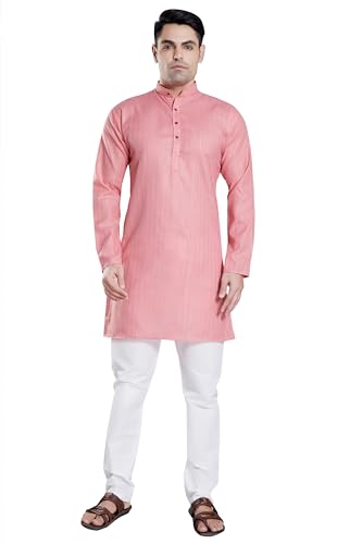 Image of DIVISIVE Men's Self Zari Line Cotton Blend Slim Fit Kurta Pyjama Set