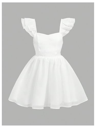 Milumia Girl's Cute Cap Sleeve Bowknot Back Dress Flared Ruffle Short Dresses2