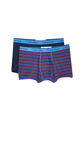 Calvin Klein Men's 2 Pack Ck One Cotton Trunk, Carey Stripe Urban Blue/Blue Shadow, Large