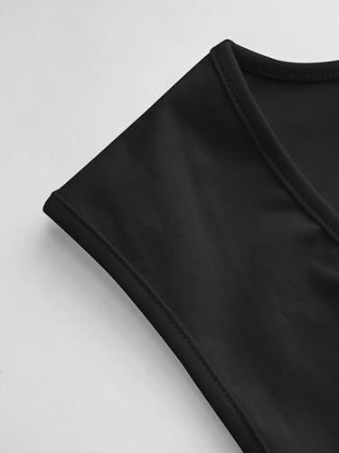 CIDER Women Tank Tops V Neck Ruched Sleeveless Basic Going Out Cotton Blend Slim Fit Top4