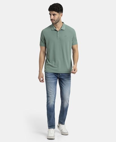 Image of Jockey AM38 Men's Microfiber Fabric Solid Half Sleeve Polo T-Shirt with StayDry & StayFresh Technology