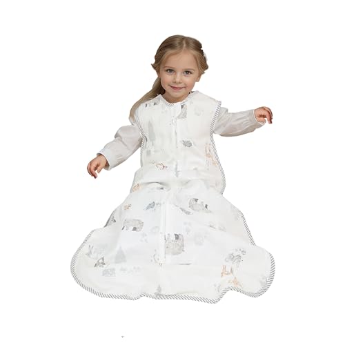 Image of Toddler Sleeping Sack Muslin Cotton (18-36M) - Lightweight Sleeveless Wearable Blanket, Breathable, Roomy Fit, 0.3-0.5 TOG for Nap & Bedtime