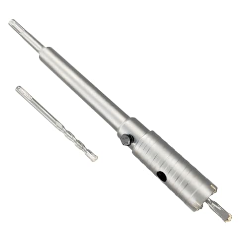 Image of 1-1 /4 inch Concrete Hole Saw, 32mm Tungsten Steel Core Bit for Cinder Block, Brick, Rock, Plank Walls for Pipes or mini Split Lines, with SDS Plus Shank and 2 Center Positioning Drill Bits.