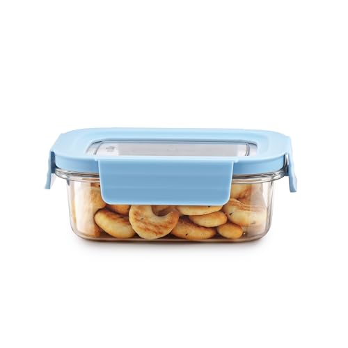 Image of CELLO Stylelock Pet Storage Container for Kitchen 620 ml Baby Blue | Freezer & Fridge Safe Stackable Airtight Kitchen Storage Container Jar Box Set for Biscuits Bread Coffee Fruits Pasta Flour Spices