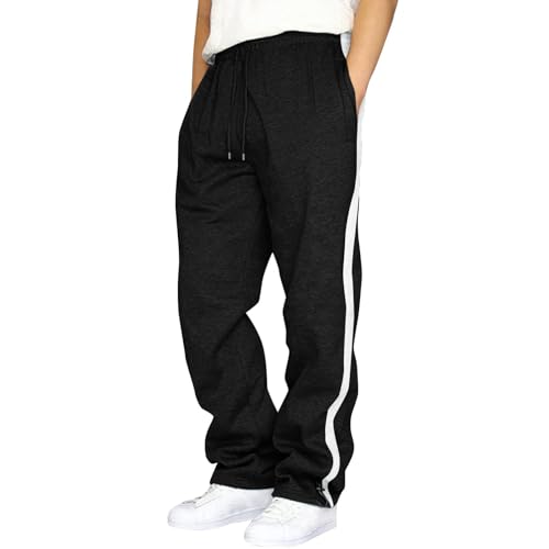 Men's Casual Baggy Sweatpants Drawstring Color Block Athletic Trousers Elastic Waist Loose Straight Leg Workout Pant