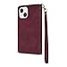 ZZXX for iPhone 14 Case Wallet with [RFID Blocking] Card Slot Premium Soft PU Leather Zipper Flip Folio with Wrist Strap Kickstand Protective Phone Cover for iPhone 14 Wallet Case(Wine Red-6.1 inch)