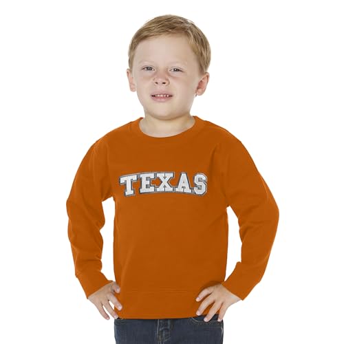 Little King NCAA Toddler Boys and Girls Crewneck Sweatshirt With Tackle Twill Letters-Team Colors-Texas-Burnt Orange-2T