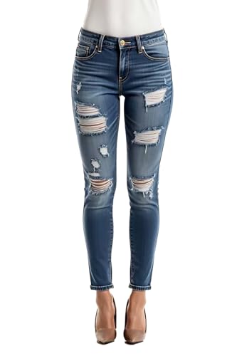 DeftSharp Women’s Casual Skinny Jeans - Comfort Stretch Denim Vintage Wash Jeans2
