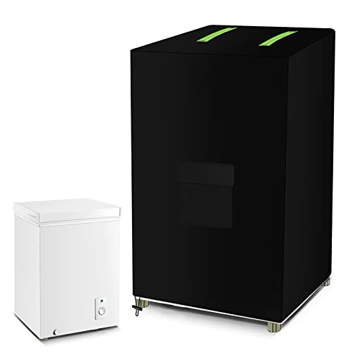 ZUYIYI Mini Chest Freezer Protector, Outdoor Deep Freezer Cover for 3.5 Cubic Feet, 420D Oxford Waterproof Dustproof Sun-Proof Electric Smoker Cover, 23"L x 23"W x 34"H, Black
