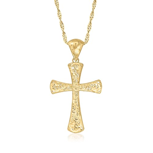 Ross-Simons Italian 18kt Gold Over Sterling Filigree Cross Pendant Necklace