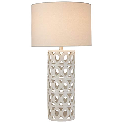Amazon Brand – Stone & Beam Ceramic Geometric Cut-Out Table Desk Lamp With Led Light Bulb, 22"H, White #TOP1