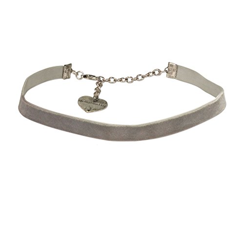 Preisvergleich Produktbild Alpenflüstern Trachten-Samt-Kropfband elastisch - Trachtenkette enganliegend, Velvet Kropfkette, Damen-Trachtenschmuck, Samtkropfband schmal grau DHK076