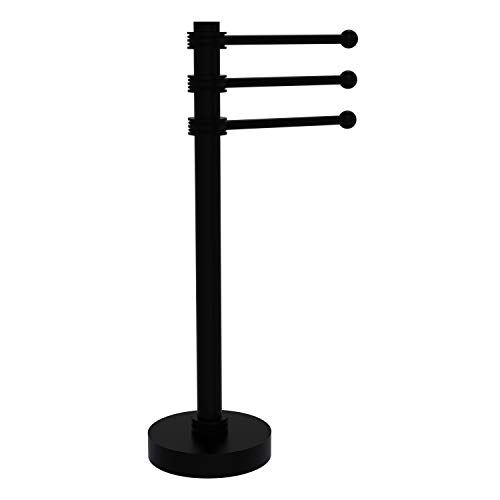Allied Brass 973D Vanity Top 3 Swing Arm Dotted Accents Guest Towel Holder, Matte Black