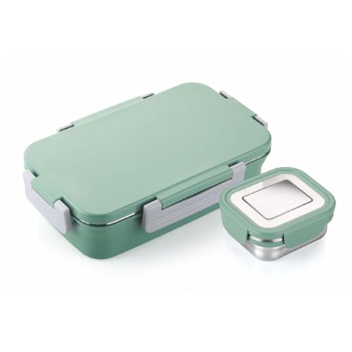 SignoraWare Nugget Stainless Steel Lunch Box | Airtight & Leakproof | Maintain Freshness & Crispness | Ideal for School Kids | Great for Picnic & Outdoor Activities (700ml + 130ml | Green)