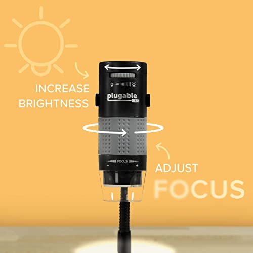 Image of Plugable USB Digital Microscope 250x, 2MP Micro Camera with Flexible Arm Stand - Handheld USB & USB-C Microscope, Windows, Mac, ChromeOS, Linux, Android, iPad Compatible