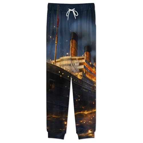 Titanic Cruise Ship Voyage Men's Pajama Set Long Sleeve Sleepwear Pjs Soft Crewneck Shirts And Bottoms4