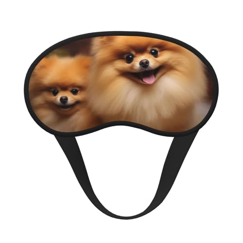 イエローポメラニアンスリープマスク 横向き寝用 遮光ナイトマスク 睡眠用アイマスク レディース メンズ アイカバー ソフトで快適なアイシェード 旅行 昼寝