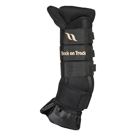Back on Track Royal Quick Wraps Deluxe - Equestrian Sport Flexible Supportive Protective Horse Leg Wraps with Hook & Loop Closure, Pair, Black - 16" - L Cover