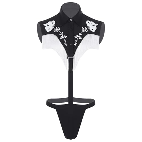 Rswnyirn Herren Western Kostüm Cowboy Cosplay Outfit Sexy Bodysuit String Unterwäsche Dessous Kostüm für Halloween Fasching Schwarz L