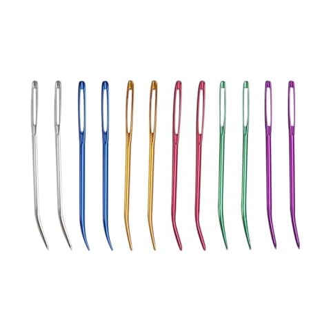 12 Pcs Bent Needles for Crochet, Yarn Darning Tapestry Needle, Large Big Eye Weaving Needle, Bent Tip Tapestry Needles, Bent Tapestry Needles, Bent Tip Tapestry Needles for Yarn, Bent Needle Cover